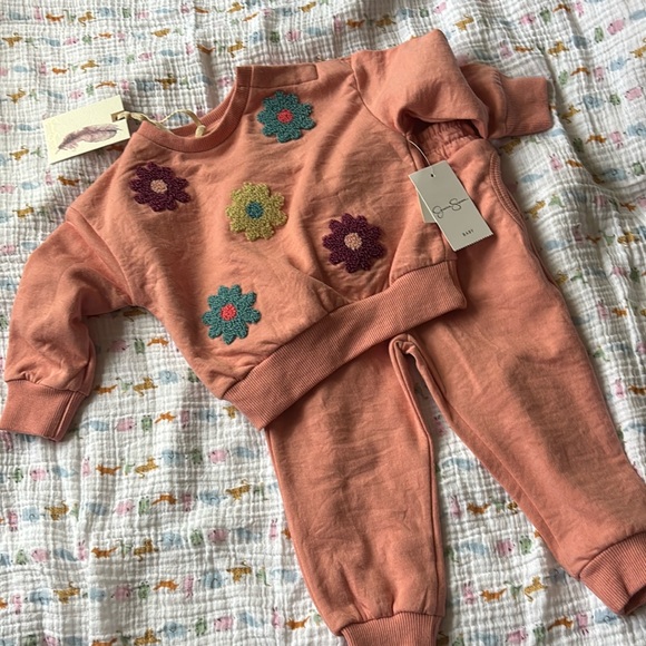 French Terry Flowers Sweatshirt and Joggers Set - Picture 1 of 4
